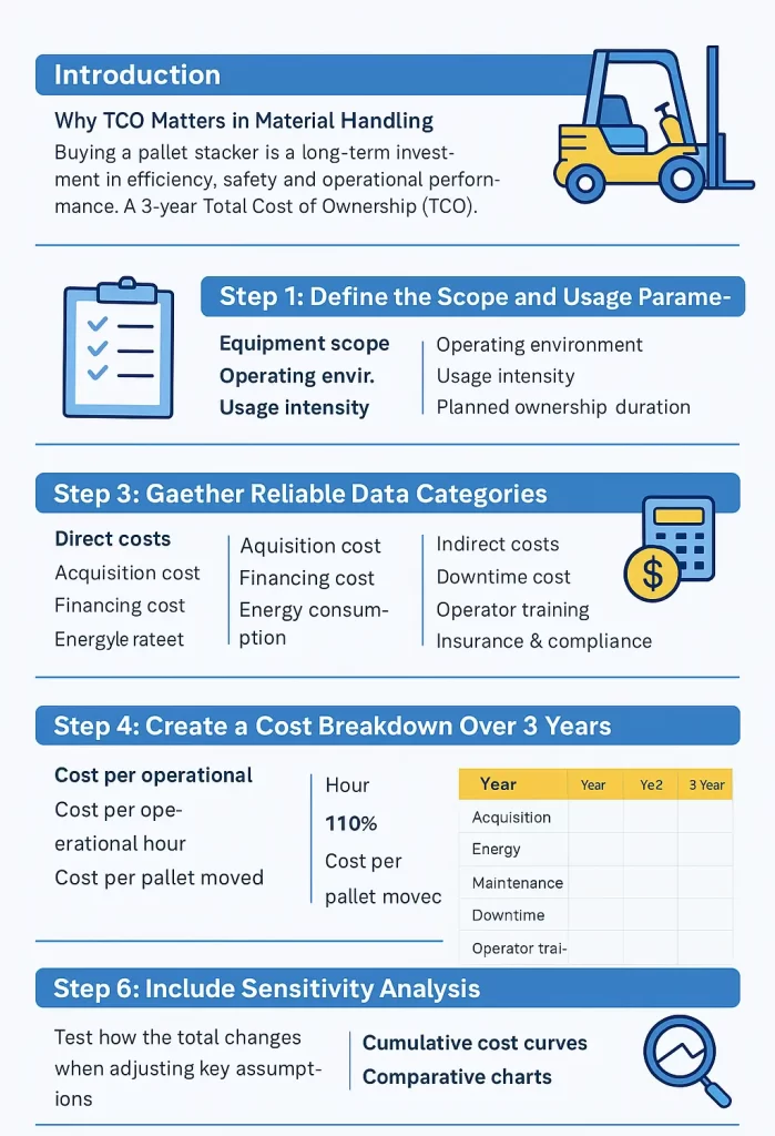 Cost of Ownership model for pallet stackers