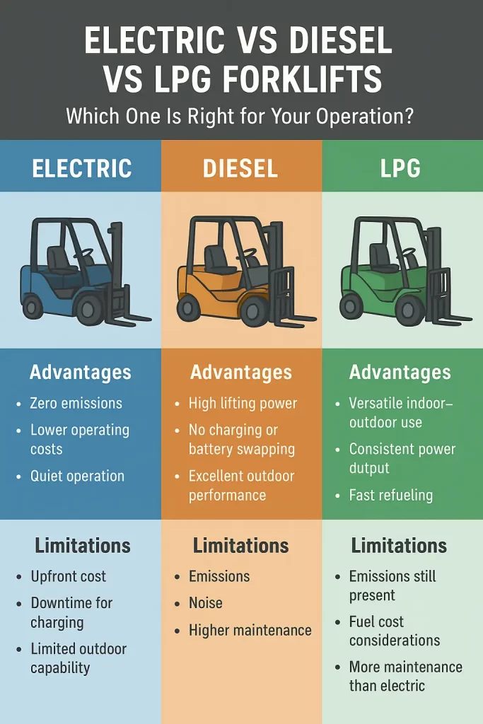Electric vs Diesel vs LPG Forklifts