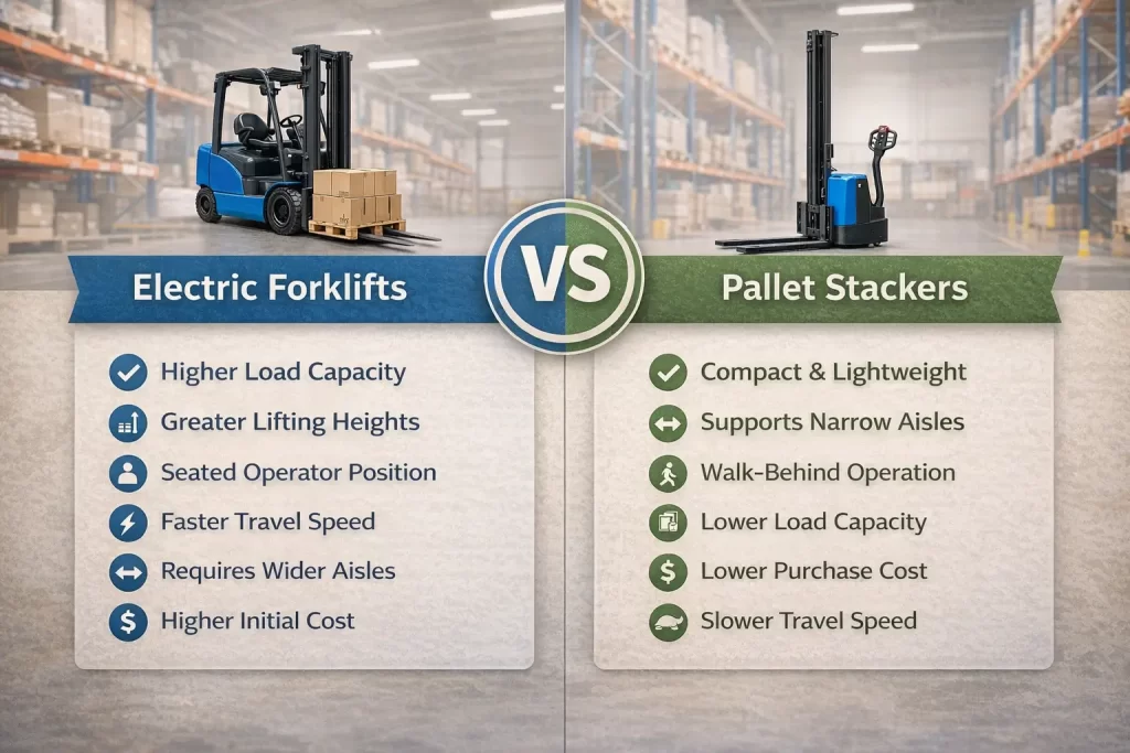 Electric Forklifts vs Pallet Stackers